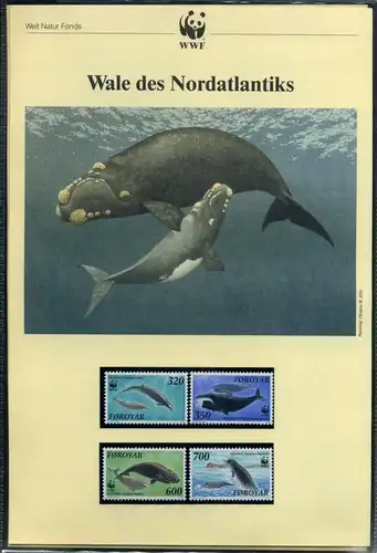 Färöer 1990 WWF komplettes Kapitel postfrisch MK FDC Wale Nordatlantik #GI323