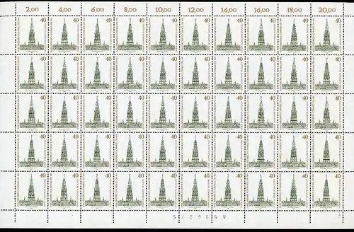 Berlin 50er Bogen 640 postfrisch Formnummer 3 Bogenzählnummer #BW4738