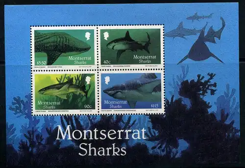 Montserrat Block 43 postfrisch Haie #IJ337