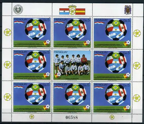 Paraguay 3534 postfrisch als Kleinbogen Fußball #GE718