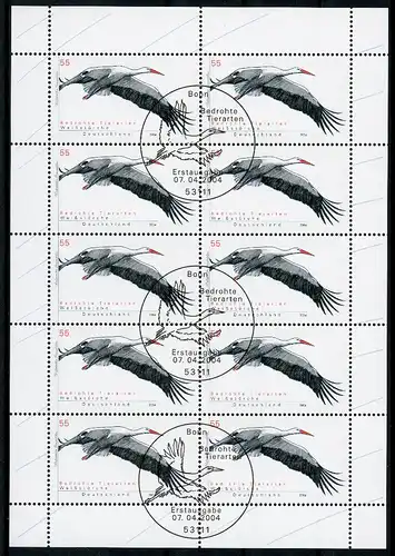 Bund Zehnerbogen 2393 Bonn, Vögel Ersttagssonderstempel #JD216