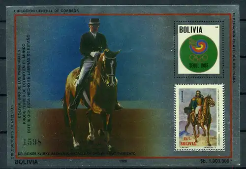 Bolivien Block 160 postfrisch Olympiade #JG740