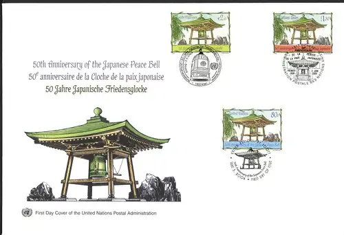 UNO Trio Brief 86 japan. Friedensglocke 2004 Ersttagesbrief/FDC #IX284