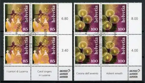 Schweiz 4er Blöcke 1991-1992 Eckrand ur Ersttagssonderstempel #HD256