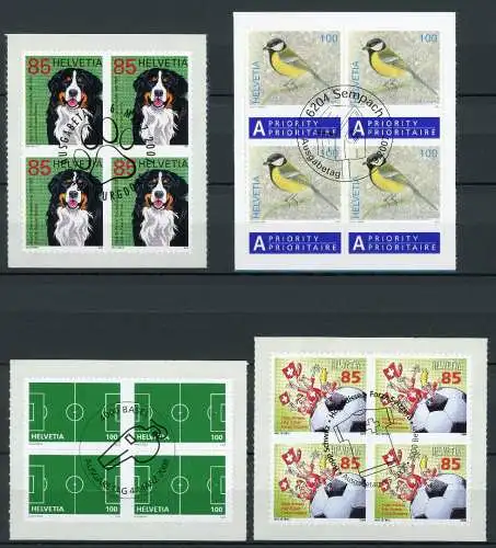 Schweiz Lot 4er Blöcke selbstklebende Marken Ersttagssonderstempel #HD261