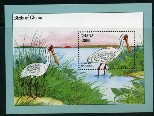 Ghana Block 251 postfrisch Vögel #JC560