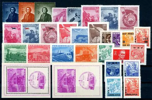 Jugoslawien Jahrgang 1949 postfrisch incl. Block 4 A+B #O5498
