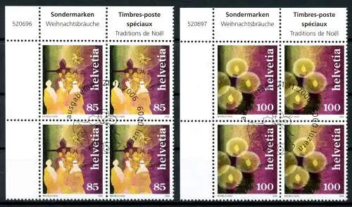 Schweiz 4er Blöcke 1991-1992 Weihnachten Ersttagssonderstempel #IJ094