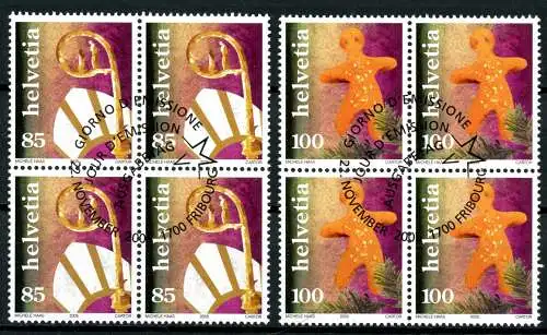 Schweiz 4er Blöcke 1947-1948 Weihnachten Ersttagssonderstempel #IJ095