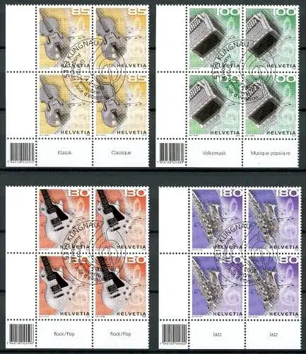 Schweiz 4er Blöcke 2051-2054 Musik Ersttagssonderstempel #HD271