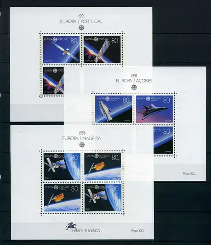 Portugal, Azoren, Madeira 3 CEPT Blöcke aus 1991 postfrisch #OZ855