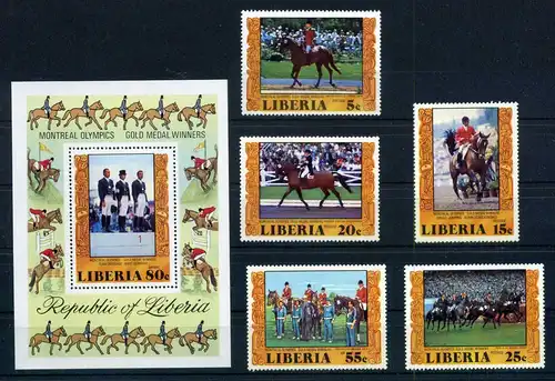 Liberia 1032-1036 + Block 86 A postfrisch Olympiade #JG752