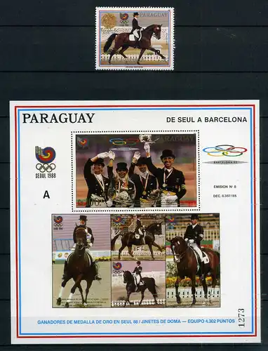 Paraguay 4298 + Block 455 postfrisch Olympiade #ID499