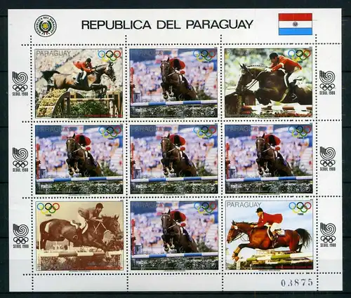 Paraguay Kleinbogen 4200 postfrisch Olympiade 1988 #ID500