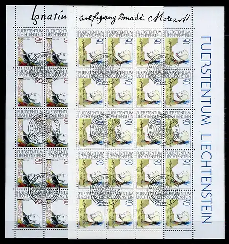 Liechtenstein Kleinbogen 1013-1014 Mozart Ersttagssonderstempel #JG437