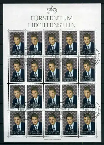 Liechtenstein Kleinbogen 1053 Fürstenhaus Ersttagssonderstempel #JG452