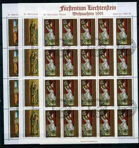 Liechtenstein Kleinbogen 1027-1029 Weihnachten Ersttagssonderstempel #JG443