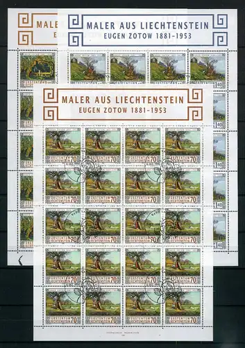 Liechtenstein Kleinbogen 1138-1140 Eugen Zotow Ersttagssonderstempel #JG480