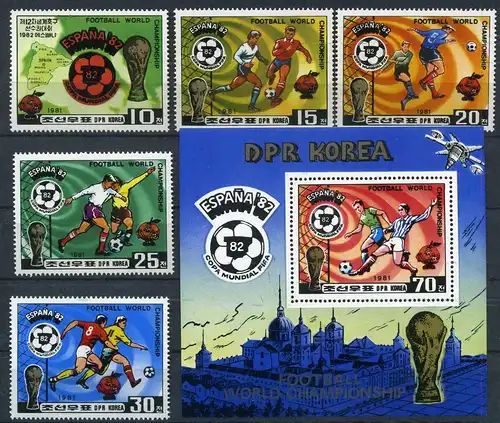 Korea Nord 2099-2104 + Bl 94 postfrisch Fußball #GE544