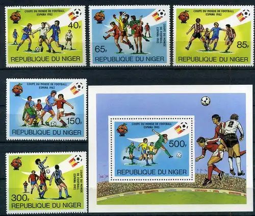 Niger 767-771 + Bl 34 postfrisch Fußball #GE546