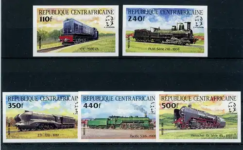 Zentralafrika 1026-1030 postfrisch Eisenbahn Lokomotive #IU756