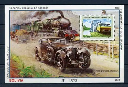 Bolivien Block 172 postfrisch Eisenbahn #IU830