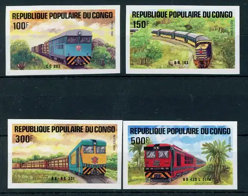 Kongo Brazzaville 963-966 geschnitten postfrisch Eisenbahn #IU772