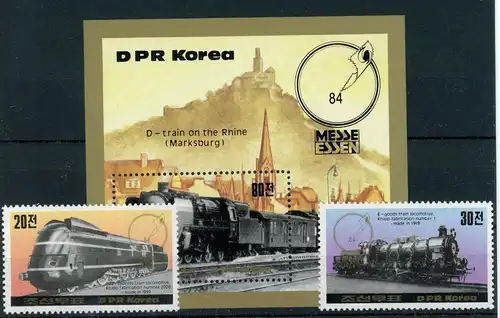 Korea Nord 2465-2466 + Block 177 postfrisch Eisenbahn #IU775