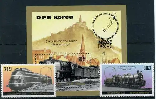 Korea Nord 2465-2466 + Block 177 postfrisch Eisenbahn #IU775