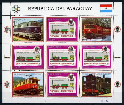 Paraguay Kleinbogen 4185 postfrisch Eisenbahn Lokomotive #IJ050