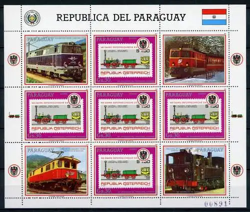 Paraguay Kleinbogen 4185 postfrisch Eisenbahn Lokomotive #IJ050