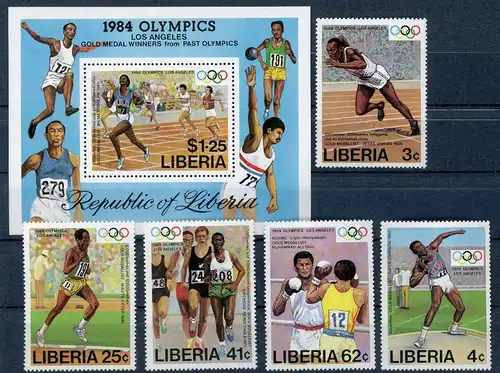 Liberia 1305-1309 + Bl 108 postfrisch Olympia #JG783