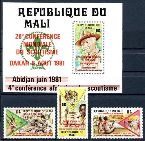 Mali 868-870 + Block 17 postfrisch Pfadfinder #IM005