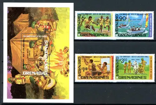 Grenada/ Grenadinen 485-488 + Block 62 postfrisch Pfadfinder #IM011