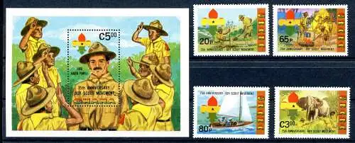 Ghana 940-943 + Block 96 postfrisch Pfadfinder #IM018