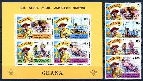 Ghana 638-641 + Block 64 postfrisch Pfadfinder #IU879