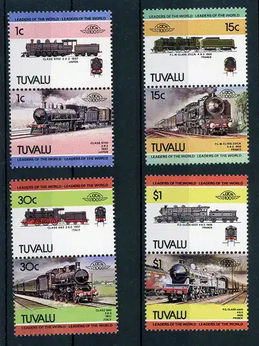 Tuvalu 248-255 postfrisch Eisenbahn Lokomotive #IU809