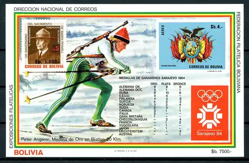 Bolivien Block 141 postfrisch Olympia 1984 Sarajevo #HL170