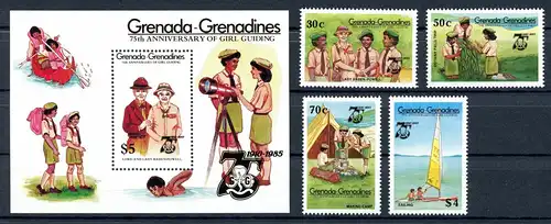 Grenada/Grenadinen 667-670 + Block 94 postfrisch Pfadfinder #IU897