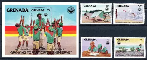 Grenada 1408-1411 + Block 145 postfrisch Pfadfinder #IU898