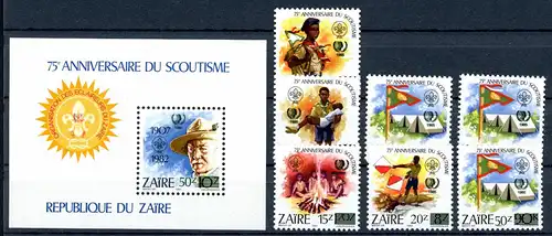 Kongo Zaire 915-921 + Block 54 postfrisch Pfadfinder #IU901