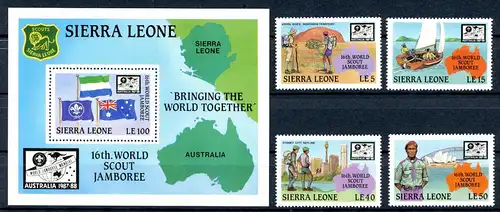 Sierra Leone 1046-1049 + Block 70 postfrisch Pfadfinder #IU904