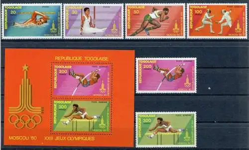 Togo 1422-1427 A + Block 154 A postfrisch Olympiade 1980 #JG754