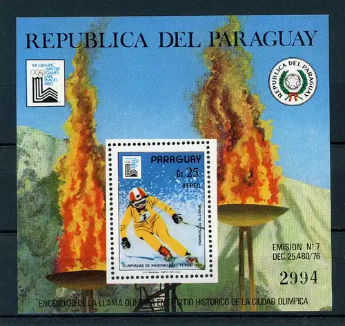 Paraguay Block 333 postfrisch Olympiade 1980 #JG649