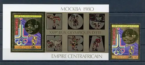 Zentralafrika 622 A + Block 65 postfrisch Olympiade 1980 #JG652