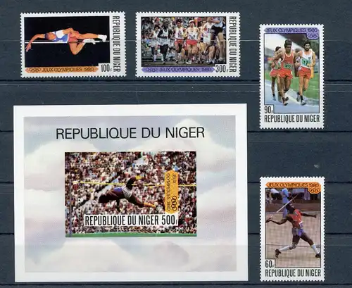 Niger 695-698 + Block 27 postfrisch Olympiade 1980 #JG655