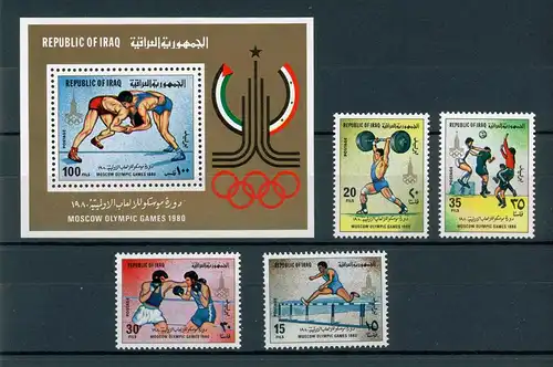 Irak 1048-1051 + Block 33 postfrisch Olympiade 1980 #JG659