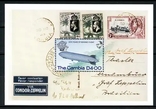 Gambia H-Blatt 495 postfrisch Zeppelin #GO547