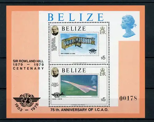 Belize Block 8 postfrisch Flugzeuge, Concorde #GI010