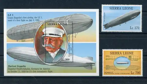 Sierra Leone 1958-1959 + Block 214 postfrisch Zeppelin #GI028